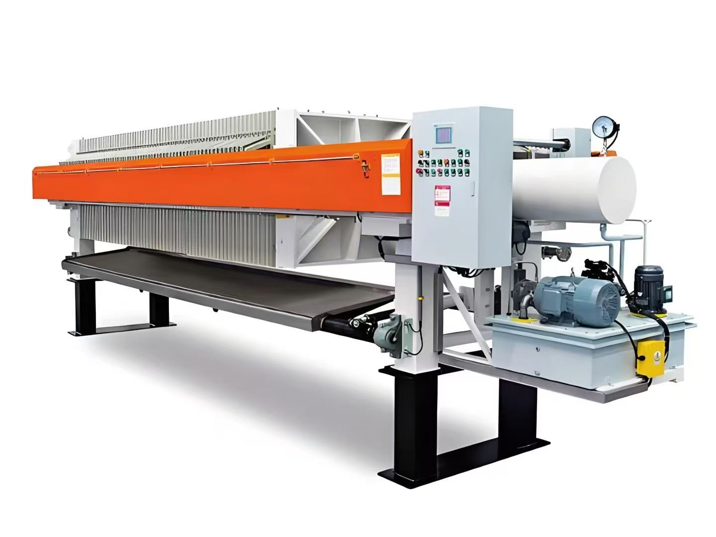 Filter press for stone and building material processing