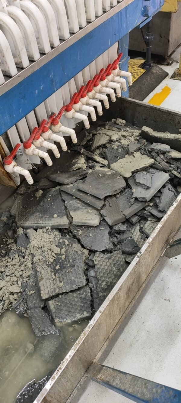 Stone filter press dewatered cake from marble and granite sludge