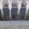 Filter press discharging clean water after marble and granite sludge separation